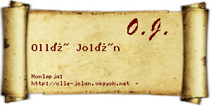 Ollé Jolán névjegykártya